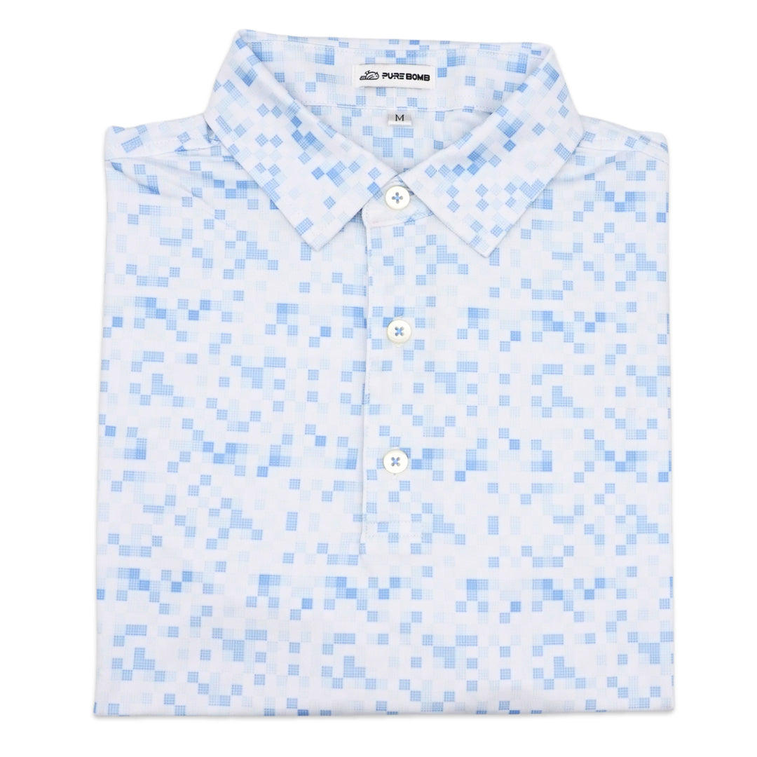 Birdie Slayer - White &amp; Blue Blocks Polo