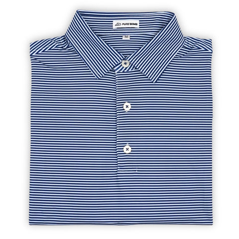 Birdie Slayer - Striped It Navy & White Polo