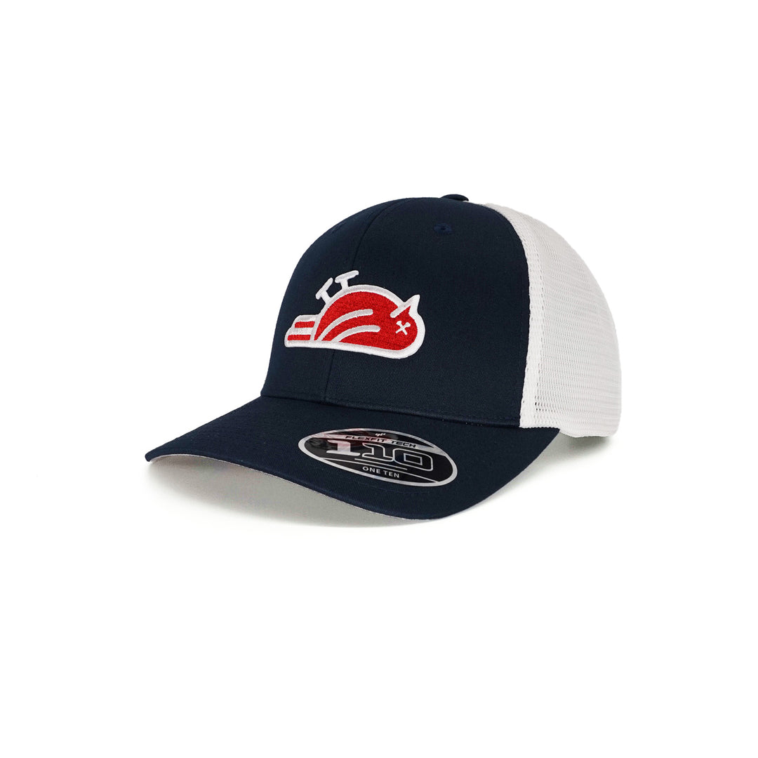 Birdie Slayer - Navy &amp; White Flexfit® 110 Trucker Golf Hat