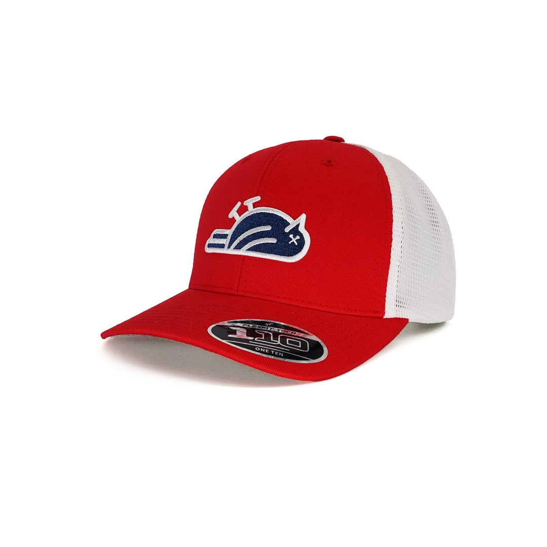 Birdie Slayer - Red &amp; White Flexfit® 110 Trucker Golf Hat