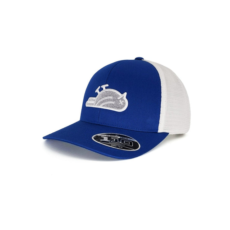 Birdie Slayer - Silver/White - Royal & White Flexfit® 110 Trucker Golf Hat