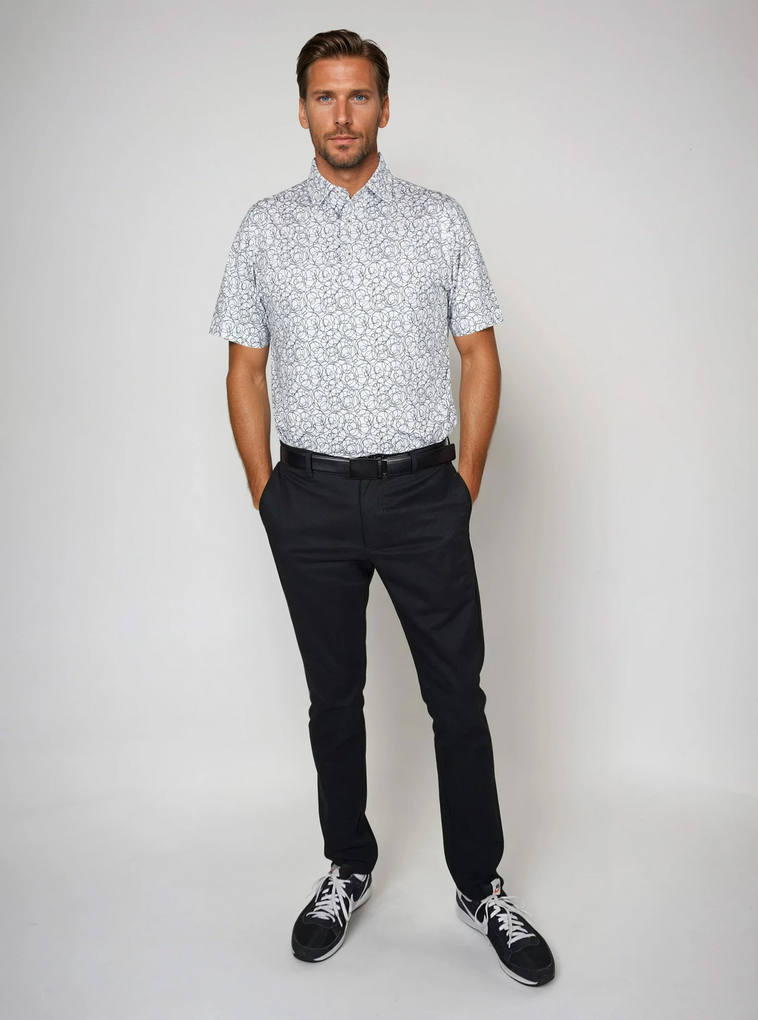 Birdie Slayer - White &amp; Black Circles Polo
