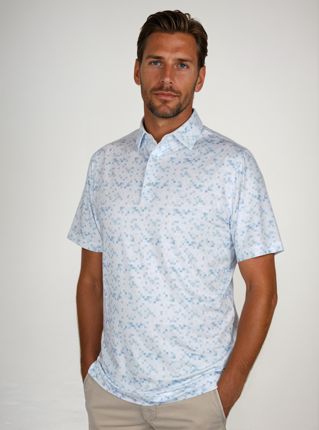 Birdie Slayer - White &amp; Blue Blocks Polo