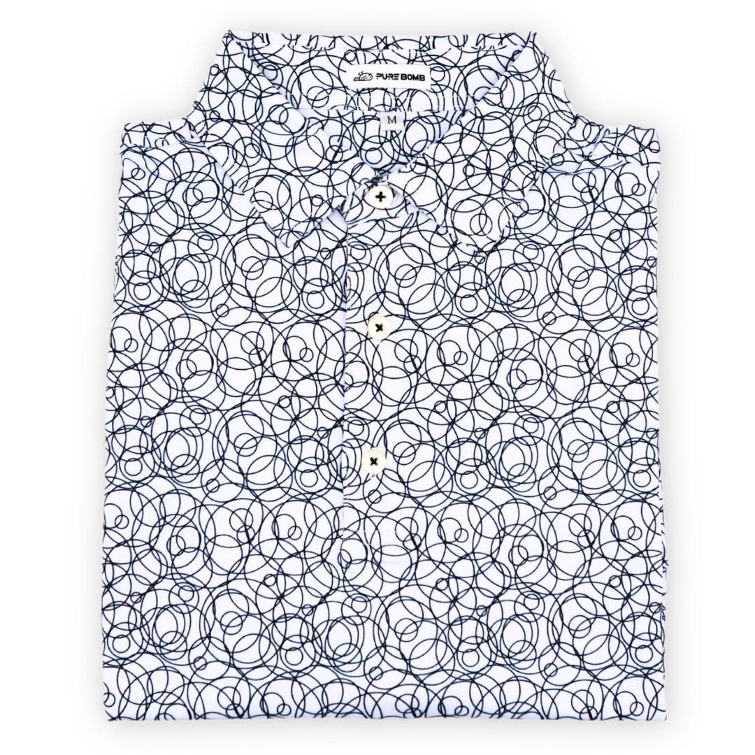 Birdie Slayer - White &amp; Black Circles Polo