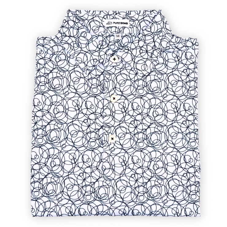 Birdie Slayer - White & Black Circles Polo