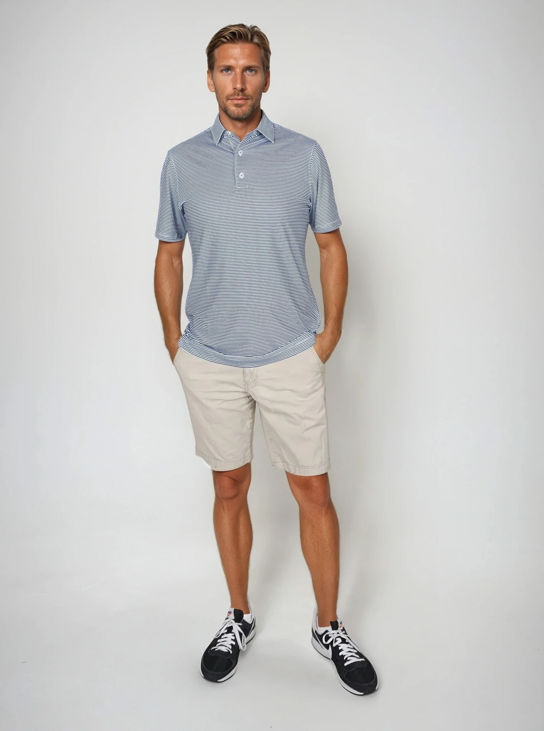 Birdie Slayer - Striped It Navy &amp; White Polo